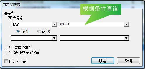 文本筛选条件输入示意图